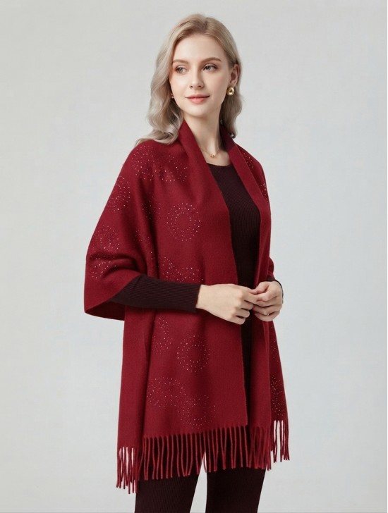 Cashmere Cape W/ Rhinestones